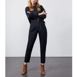 Reiko Pantalon Chino Highwaist Cropped Ava - Denim Black - Femme