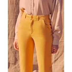 Reiko Pantalon Chino Highwaist Cropped Sandyhigh - Mimosa - Femme -Vêtements De Mode pantalon chino highwaist cropped sandyhigh mimosa 392960