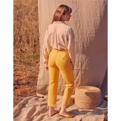 Reiko Pantalon Chino Highwaist Cropped Sandyhigh - Mimosa - Femme -Vêtements De Mode pantalon chino highwaist cropped sandyhigh mimosa 441103