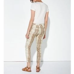 Reiko Pantalon Chino Sandy Cropped Printed - Camel Snake - Femme -Vêtements De Mode pantalon chino sandy cropped printed camel snake 419192