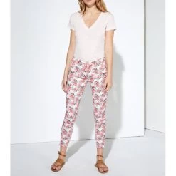 Reiko Pantalon Chino Sandy Cropped Printed - Neon Peonies - Femme