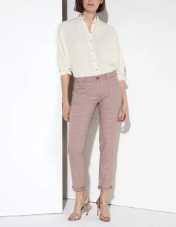 Reiko Pantalon Chino Sandy Fancy - Orange Houndstooth - Femme