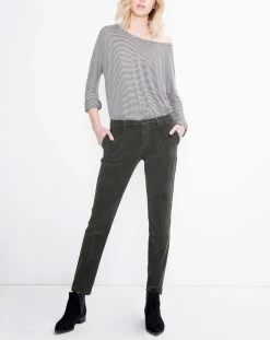 Reiko Pantalon Cigarette Lizzy Velvet - Vert Bouteille - Femme