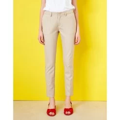 Reiko Pantalon Cigarette Lizzyfancy - Beige Stripes - Femme -Vêtements De Mode pantalon cigarette lizzyfancy beige stripes 543332