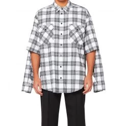 Chemise Balenciaga Checked Oversized - Blanc - Homme