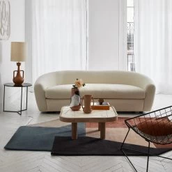 Tapis De Sol Alton Ivoire Bleu Et Argile