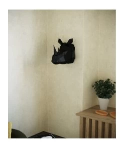 Trophée Décoratif Rhinocéros En Polyrésine - Noir